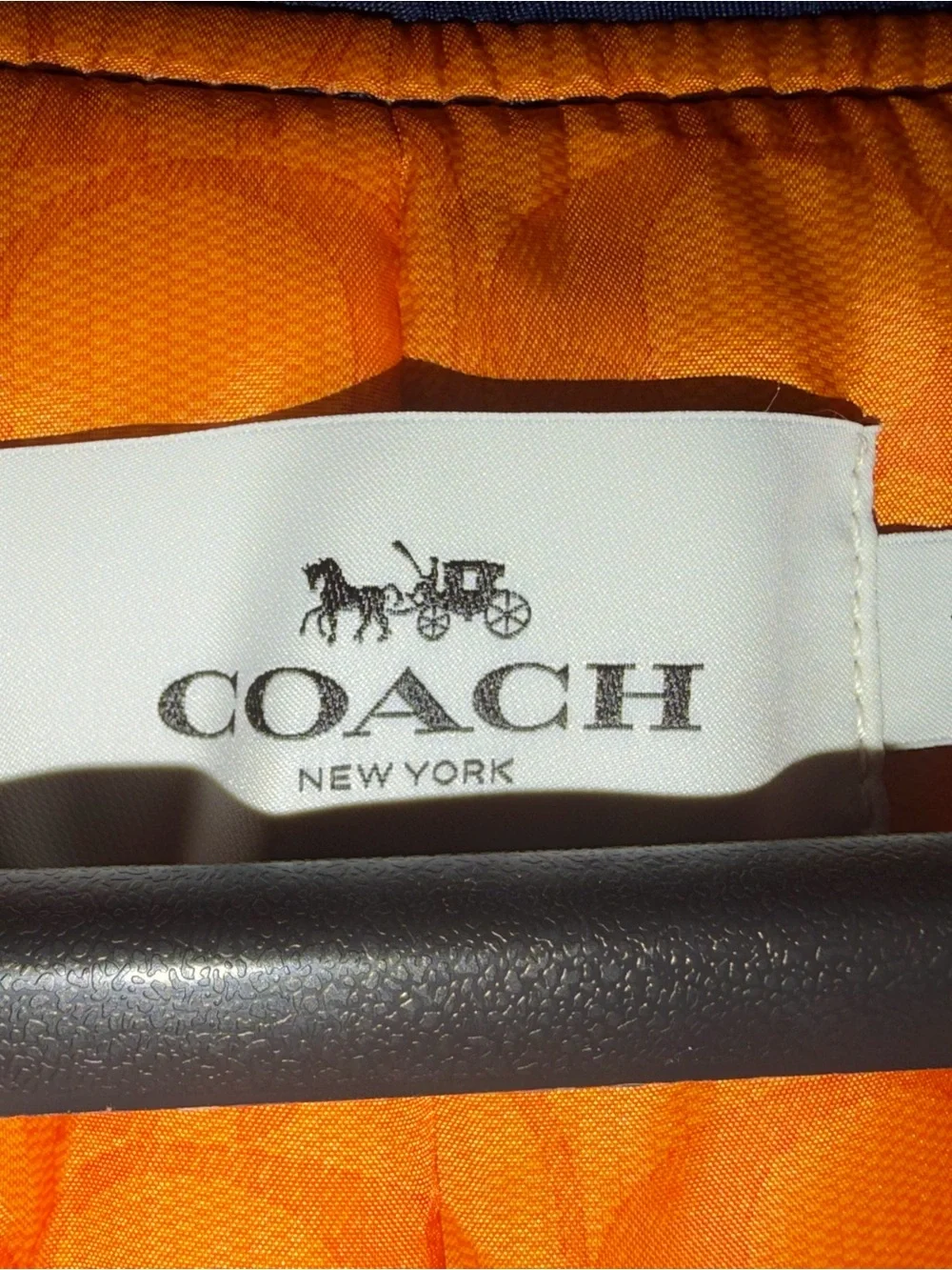 Coach Navy Bomber Jacket with Orange Lining Size M